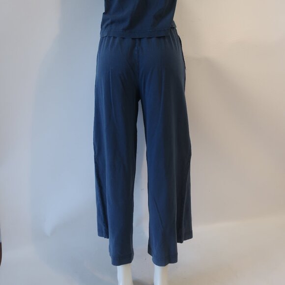 Women Z Supply Teal 2Pc Lounge Set Cotton V-Neck Top Pull-On Flared Crop Pants M - Picture 12 of 13